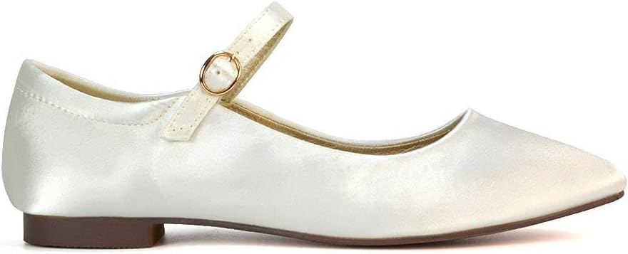 Womens Mary Jane Ballet Shoes Ladies Flats Buckle Strap Square Toe Synthetic Leather Dolly Pumps Size 3-8