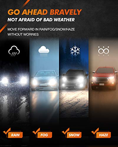 SEALIGHT H11 H8 H9 H16 LED Fog Lights Bulb, 400% Brightness Fog Lights LED Bulb, 6000k White H11 Light Bulbs for Car, 50,000 HRS Lifespan Replacement Fog Light Bulbs, IP67 Waterproof, Pack of 2