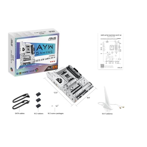 Image of ASUS X870 AYW Gaming WiFi W AMD X870 AM5 ATX Motherboard, 12+2+1 80A DrMOS Power Stages, DDR5, PCIe 5.0 Ready, PCIe 5.0 x16, 3X M.2, Wi-Fi 6, 2.5Gb LAN, HDMI, USB4, USB 20Gbps Type-C, Aura Sync