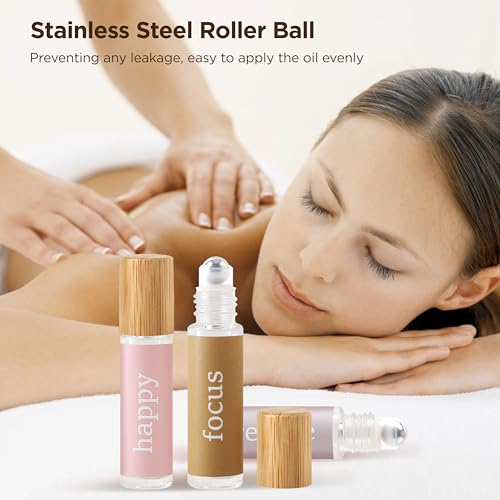 Essential Oil Roller Bottles, 12PCS Glass Perfume Roller Bottles with Funnel Opener and Dropper 10ml Clear Glass Empty Bottles with Stickers and Stainless Steel Roller Balls2