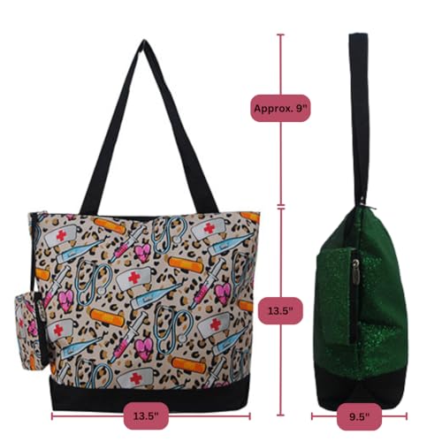 Image of NGIL Medium Top Zipper Closure Canvas Tote Bag with Attached Matching Coin Purse For Moms and Nurses