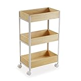 Versa Parnu Mueble para el Baño Auxiliar, con 3 estantes, Medidas (Al x L x An) 70 x 23 x 40 cm, Madera y Metal, Color Blanco