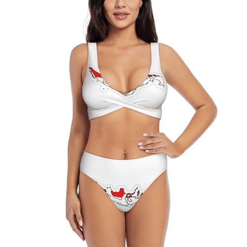 Maillot de bain 2 pièces pour femme gainant drapeau Indonésie