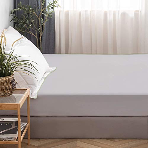 Image of All Around Brushed Microfiber Double Bed Fitted Sheet - (72 x 78) Inches - 12'' Deep Pocket Elastic Fitted Bedsheet + 1 Pillow Cover 400 Series Extra Soft & Easy Fit - Silver Grey