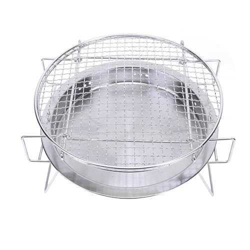 Barbecue au Charbon de Bois Pliant Rond en Acier Inoxydable Grand Format 30x19.5cm pour Camping - 3
