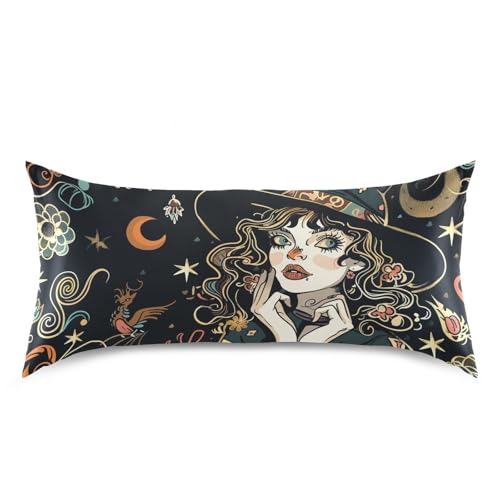 JIPONI Witch Girl Satin Pillowcase for Hair and Skin, 20