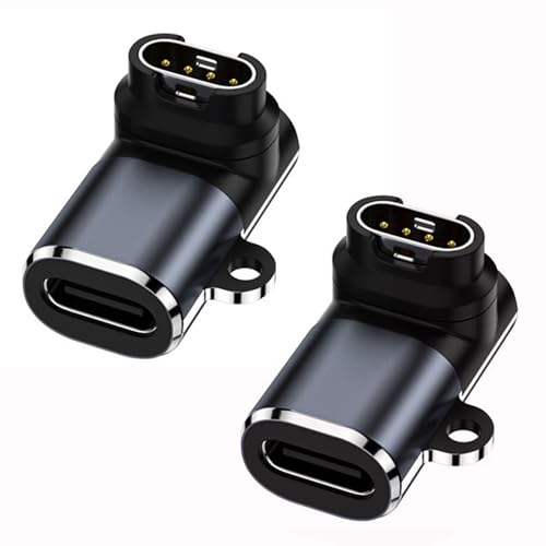 2 Pack Adaptadores de Cargador de Reloj,Conectores Tipo C Hembra a Macho, Diseño de Ángulo Recto, Compatible con Garmin Fenix 7/7S/7X/6/6S/6X/5/5S/5X/Forerunner 245/255/Vivoactive 3/4/Venu 2