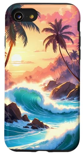 Handyhülle Palmen Meer Palme Strand Sonnenuntergang Hülle für iPhone SE (2020) / 7/8