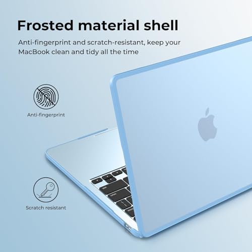 Image of BlueSwan Hard Shell Case Compatible for Apple Macbook Air 13 inch M5 2026 2025 2024 2022 M4 M3 M2,A3449 A3240 A3113 A2681,13.6 Matte TPU Frame Anti-fingerprint Laptop Protective Cover-Frosted Sky Blue