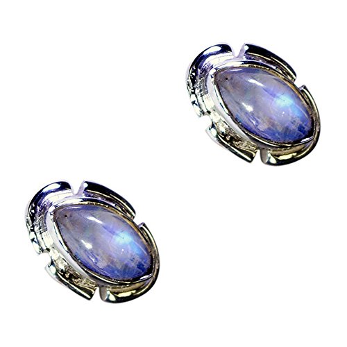Pierre de lune naturelle boucles d'oreilles argent sterling véritable - 4