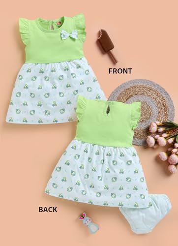 Image of LuvLap Baby Girls Regular Fit 100% Cotton Half Sleeve Girls Knee Length Frock Pack of 3