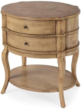 Butler Specialty Company Jarvis Oval 2-Drawer Side Table - Antique Beige