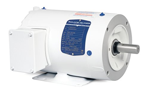 BALDOR CWDM3537 Wash Down Duty Motors, Three Phase, Totally Enclosed, C-Face, Foot Mounted, 5 hp, 3450 RPM, 3PH, 60 Hz, 56C, 3512M, TENV, F1, 208-230/460V, Steel