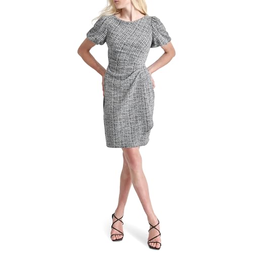 Image of DKNY Women's Short Sleeve Boat Neck Side Ruched Dress
