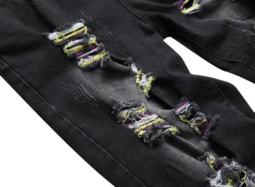 Image of QIMYUM Men's Wide-Leg Baggy Flex Jeans Relaxed Loose Fit Long Denim Pants