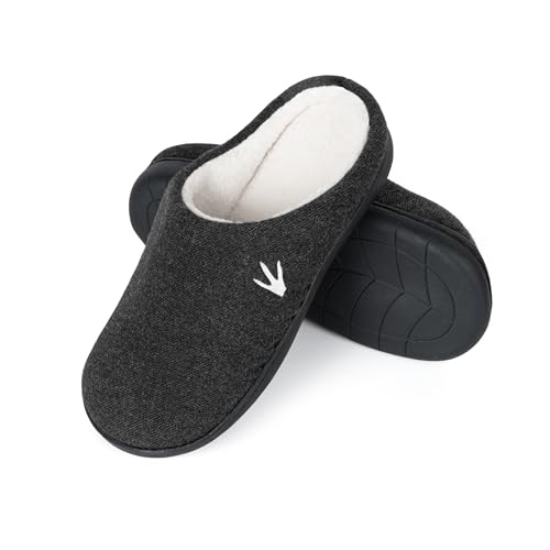 HEYO Warme Hausschuhe Damen Herren Pantoffeln rutschfeste Sohle – Gefütterte Winter Pantoletten | Memory Foam HOD06 (Schwarz, 38/39, EU Schuhgrößensystem, Erwachsene, Numerisch (von/bis), M, 38, 39)