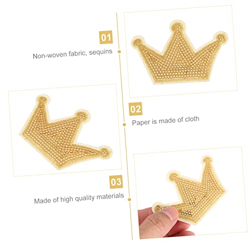 EXCEART Eisen Auf Abzeichen Zeichen Pailletten Patches Stickerei Patch Nähen Patch Gold Krone Applikationen Kappe Dekorationen Krone Vintage 5 Stück