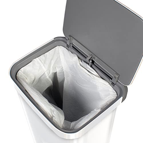 Glad Stainless Steel Step Trash Can With Clorox Odor Protection | Large Metal Kitchen Garbage Bin With Soft Close Lid, Foot Pedal And Waste Bag Roll Holder, 20 Gallon, White #TOP7