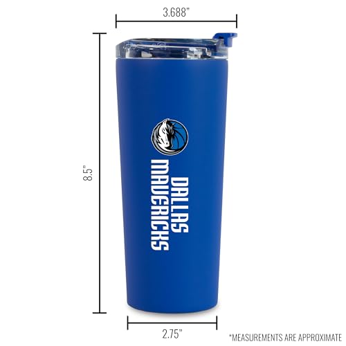 Image of Rico Industries NBA Basketball Dallas Mavericks Royal Blue 24oz Stainless Steel Tumbler with Lid and Dual Functioning Lid
