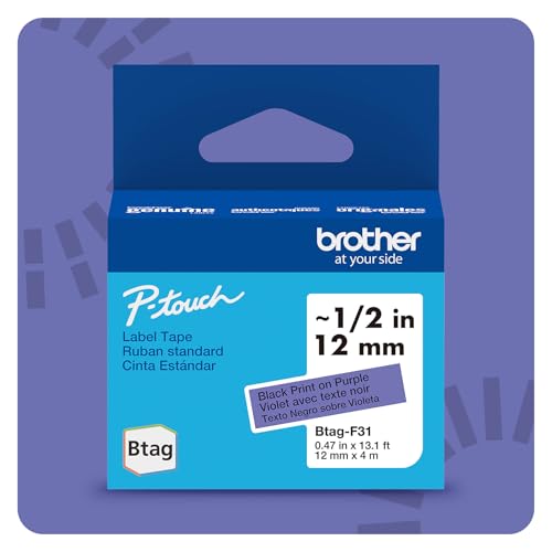 Brother ImpressĂŁo preta genuĂna Btag em fita roxa 1,2 cm (1,2 cm) x 4 m (4 m)