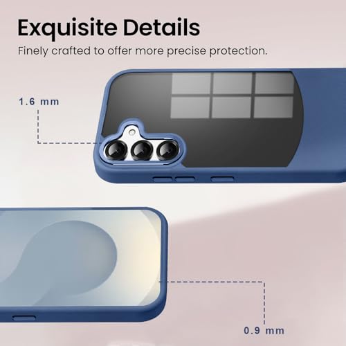 Image of KARWAN️Fusion Edge Leather Transparent Mobile Back Case | Slim Fit | Anti-Fingerprint| Scratch-Resistant | Premium Grip | Shockproof case | Back Cover for Samsung Galaxy S24 Plus || Blue