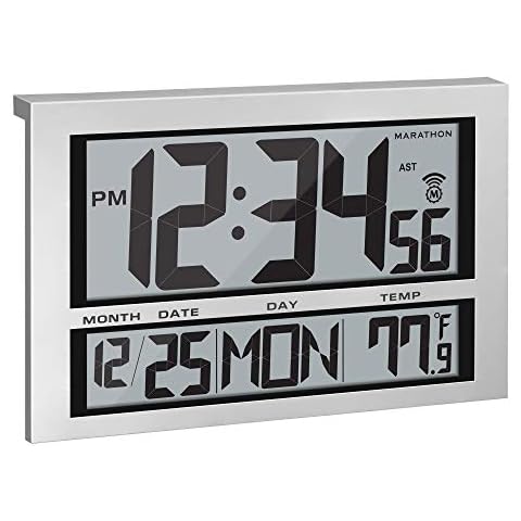 Marathon Jumbo Atomic Wall Clock with 6 Time Zones Cover