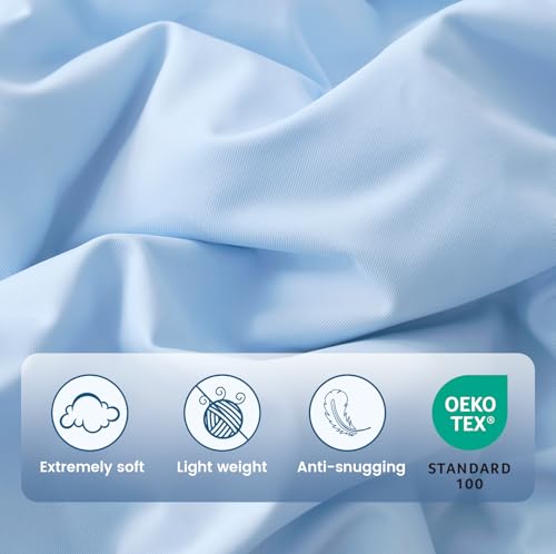 Amélie Home Cooling Comforter King Size, Dual-Sided Lightweight Cooling Blanket for Hot Sleepers, Q-Max 0.43 Breathable Cooling Quilt for Night Sweats, 106" x 90", Heather Ice Blue