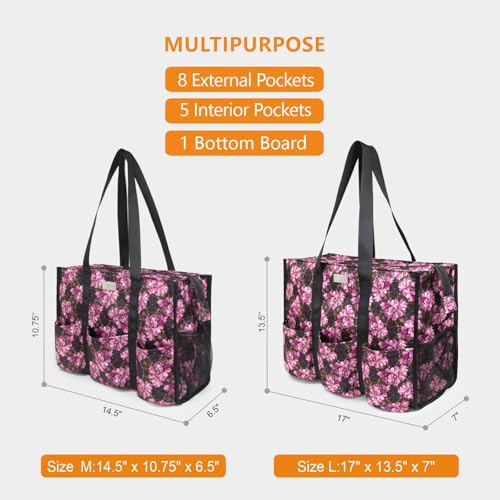 Image of TOPDesign Utility Water Resistant Tote Bag with 13 Pockets, Top Zipper Closure & Thick Bottom Support, for Working Women