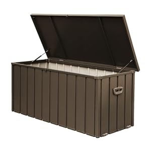 120 Gallon Outdoor Deck Box Waterproof Patio Storage Box Storage Bench for Outside Cushions Garden Tools Pool Accessories Dark Brown