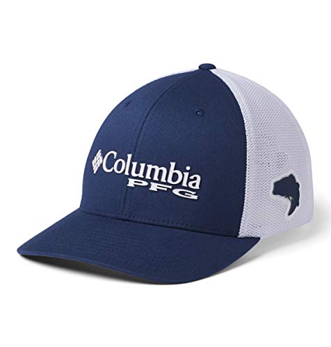 Columbia Unisex PFG Mesh Ball Cap, Carbon/White/Red Spark Bass, S/M