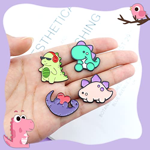 Image of Cute Dinosaur Enamel Lapel Pin Set, LEEFONE 8 PCS Cartoon Animal Brooch Pin, Novelty Animal Pattern Badges Brooch Pins for Clothing Bags Jackets Accessories Supplies DIY Crafts Women Men