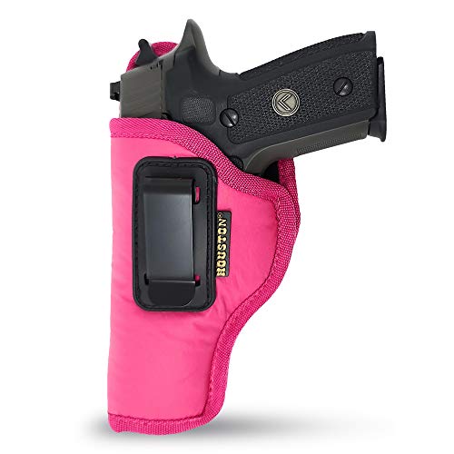 IWB Gun Holster by Houston - Pink ECO Leather Concealed Carry Soft Material | FITS Glock 17/21, H &K,Beretta 92 FS,XDM,Ruger 45 BERSA PRO,PX4,FNX 45,FNH 45,HI Point 9/40/45 MM (Left)