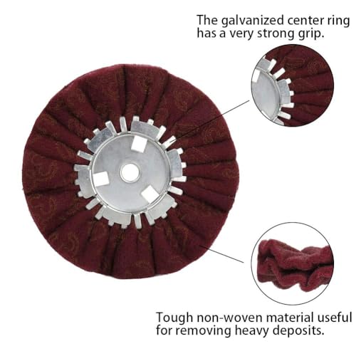 Image of 8 inch Non-Woven Airway Satin Buffing Wheel, 5 /8 inch Arbor Hole | Surface Prep Wheel for Angle Grinder, Ideal for Sanding & Polishing Aluminum, Stainless Steel - 4 PCS
