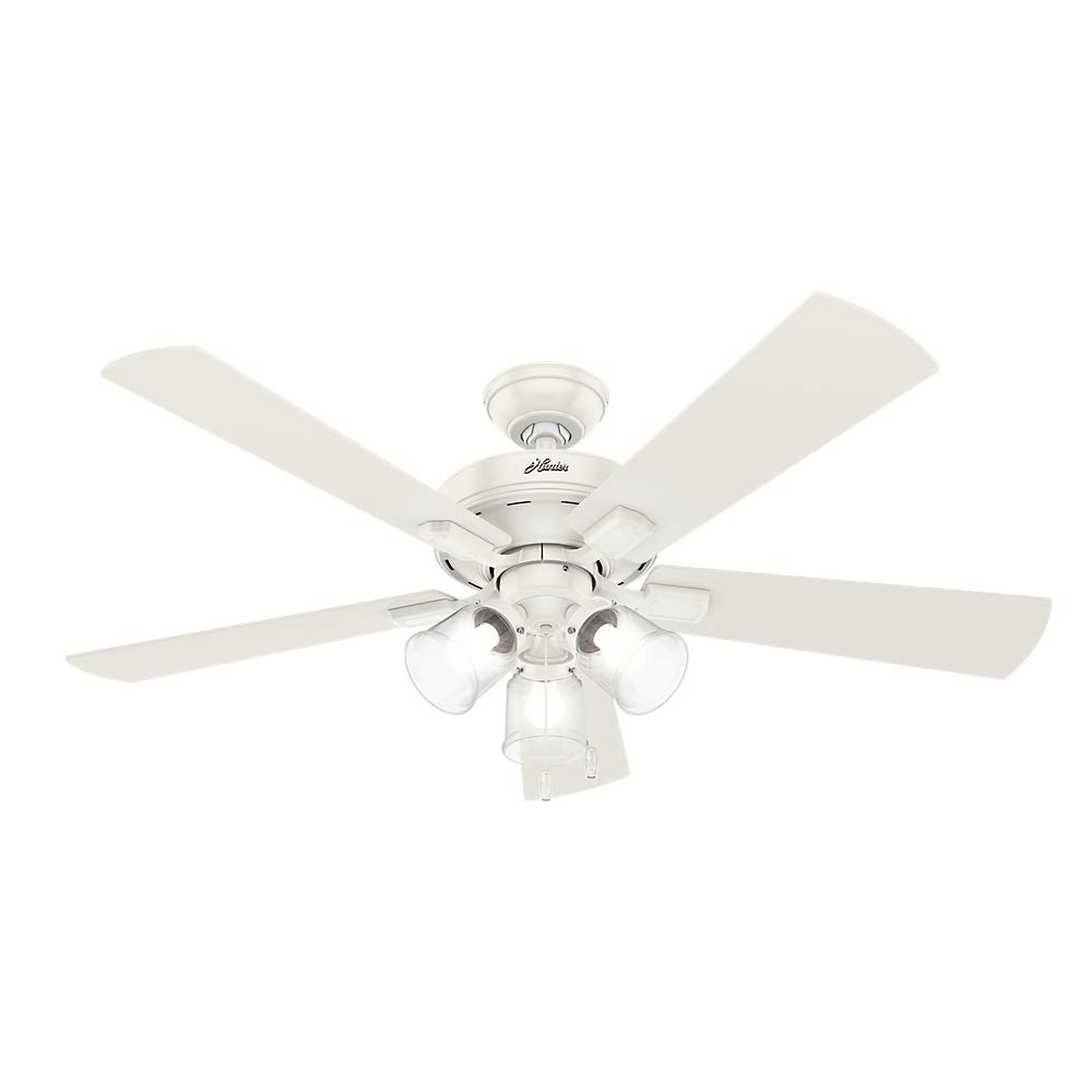 HunterCrestfield Indoor Ceiling Fan with LED Lights and Pull Chain Control, 52", Fresh White
