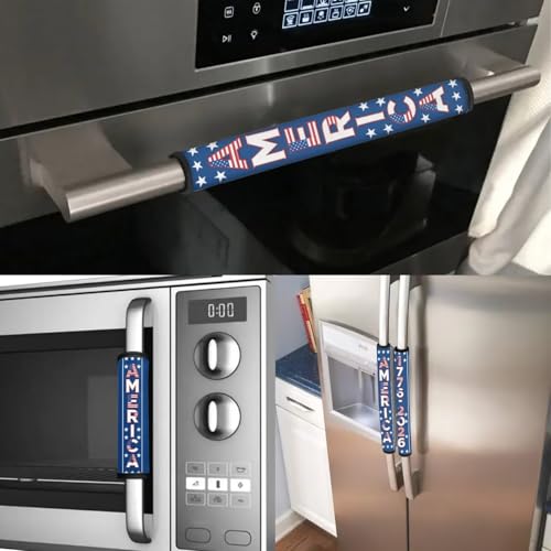 Image of Fridge Door Handle Covers 250 Years of America Decor 6-Piece Refrigerator Handle Covers Washable Kitchen Appliance Decor Handles, Keep Appliance Clean for Fridge Microwave Stove Dishwasher