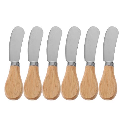 HEMOTON 6pezzi Spalmatori Per Formaggio Con Manico Legno Spatola Acciaio Inossidabile Per Burro e Formaggio Facile Da Utilizzare e Pulire