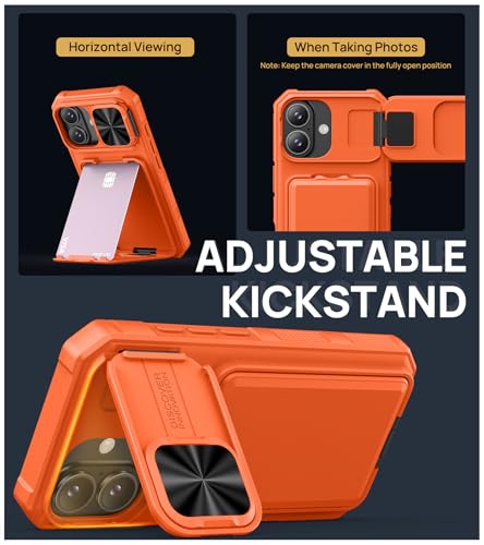 Image of SSLOTSCASE for iPhone 17 Case with 2X Screen Protector & Kickstand, Orange