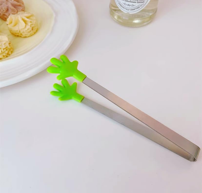 Set 6 Pinze Mini Per Alimenti - In Acciaio Inox E Silicone, Forme Cuore E Mani - Foto 11