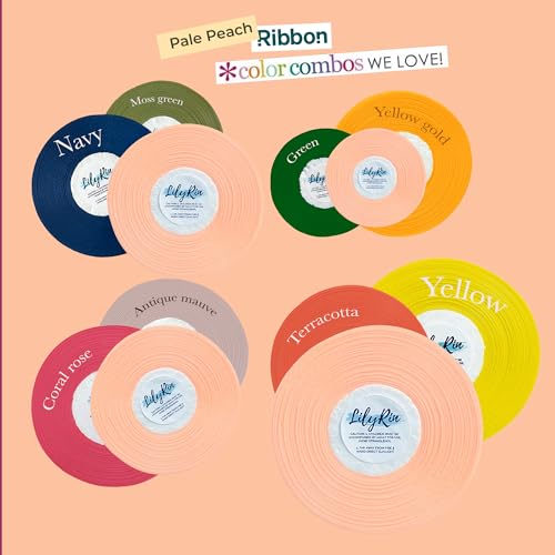 Image of Pale Peach Ribbon 1 /4 Inches 36 Yards Satin Roll Perfect for Scrapbooking, Art, Wedding, Wreath, Baby Shower, Packing Birthday, Wrapping Christmas Gifts or Other Projects