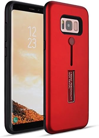 Guppy Ring Holder Kickstand PC TPU Dual Layer Case For Samsung Galaxy S8,S8 Plus Hard Back Protection Cover with Shock Absorbing TPU Inner Layer Hybrid Bumper Stand (Samsung Galaxy S8 Plus, Red)