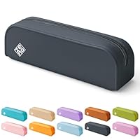 ZENO Silicone Pencil Case – Aesthetic Pencil Pouch for Women & Teens – Cute Pen Case, Black Make Up Bag, Travel Organiser, Small Stationery Pouch, School Pencil Case – Black Sand