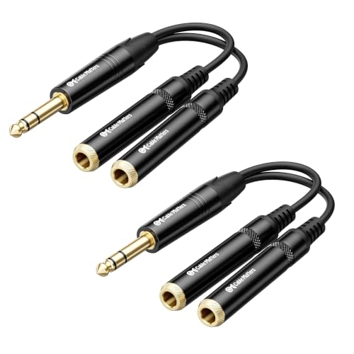 Cable Matters 2-Pack TRS Male to 2X TRS Female 1/4 Splitter Cable, 6 Inches