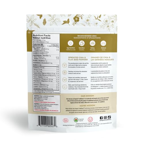 Organic Traditions Sprouted Chia Seeds and Flax Seed Powder, Non-GMO Superfood, 227g/8oz Bag - Thumbnail 2