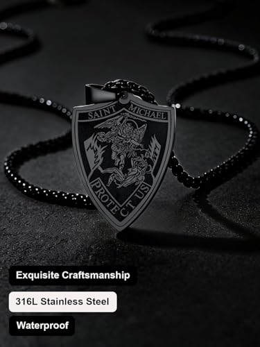 Image of U7 Saint Michael Necklace for Men,Stainless Steel /18K Gold Plated St Michael Archangel /Saint Benedict /Saint Christopher Pendant Amulet Necklace for Men Women