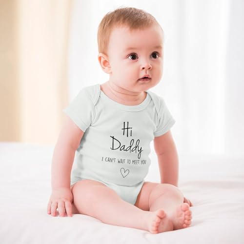 Hi Daddy I Can't Wait To Meet You Pregnancy Announcement Baby Clothes Newborn Outfit Infant Romper3