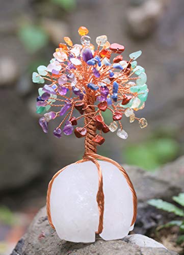 Image of Crocon 7 Chakra Crystals Tree of Life with Quartz Base, Birthday Gifts for Women, Men, Crystal Room & Home Decor, Birthday Gifts for Mom, Crystals and Healing Stones for Sister Presents, Money Tee
