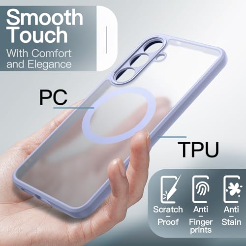 Image of JETech Magnetic Cover Case for Samsung Galaxy S25 FE, Compatible with MagSafe, Translucent Matte Back Shockproof Phone Cover (Icyblue)
