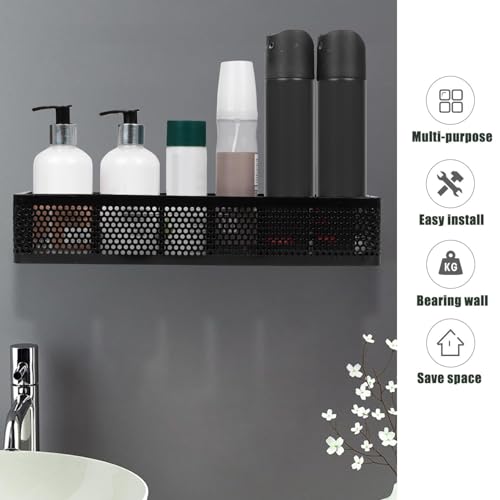 Image of SHIOK DECOR Long Metal Floating Wall Shelf Rack,for Decoration of Wall Living Room, Bedroom & Kitchen,Rack for Showpieces,Planter & Organizing Display Decorative Items Black - 2pcs