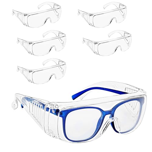 SAFE HANDLER BISON LIFE Diamont Clear Vented Over Glasses Safety Glasses 6 PAIR | Meets ANSI Z87.1, Impact Resistant Polycarbonate Lens (6 Pairs)