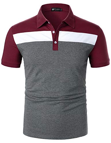 STTLZMC Polo à Manches Courtes Hommes Couleur Contrastée épissure Sport Décontractée T-Shirts,Rouge,XXL Cover